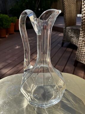 Cristal de Sevres France Vintage Lead Crystal Ewer Ribbed Pitcher MCM